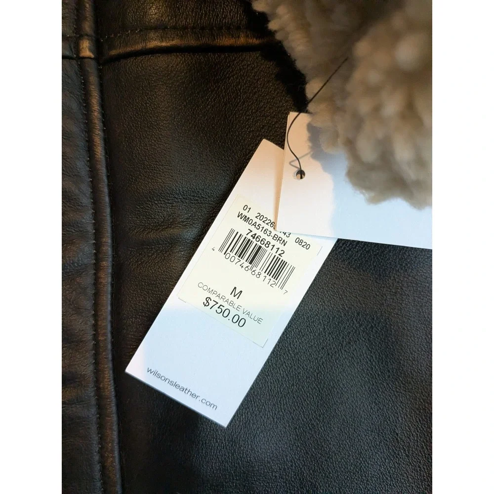 NWT $750 Wilsons Leather‎ Mens Sherpa Lined Leather Jacket Dark Brown Size M